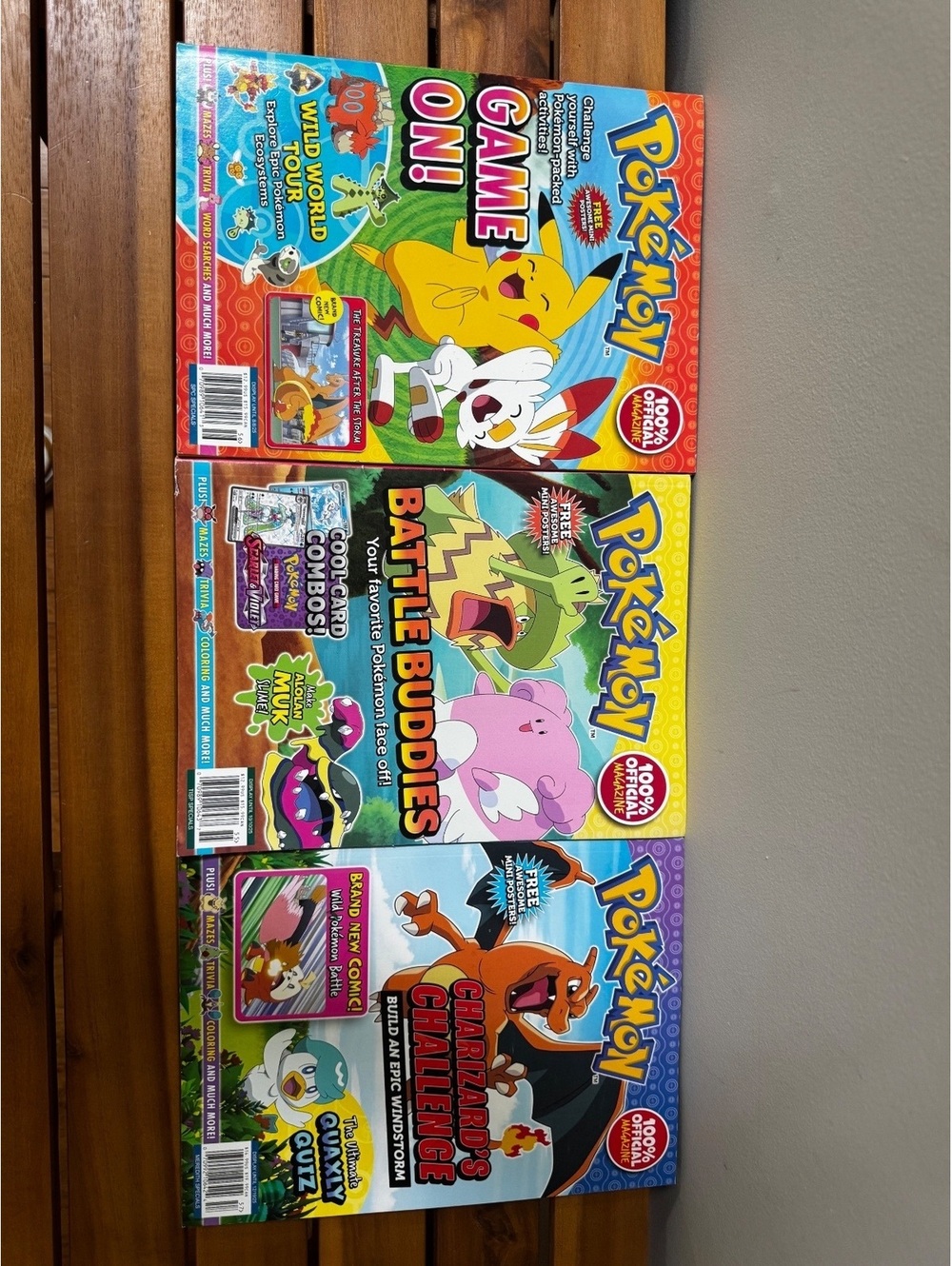 Lot of 3 Pokémon Official Magazines Activity Book Game OnBattle Bud Charizard